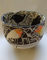 roodborst en zwarte vogel